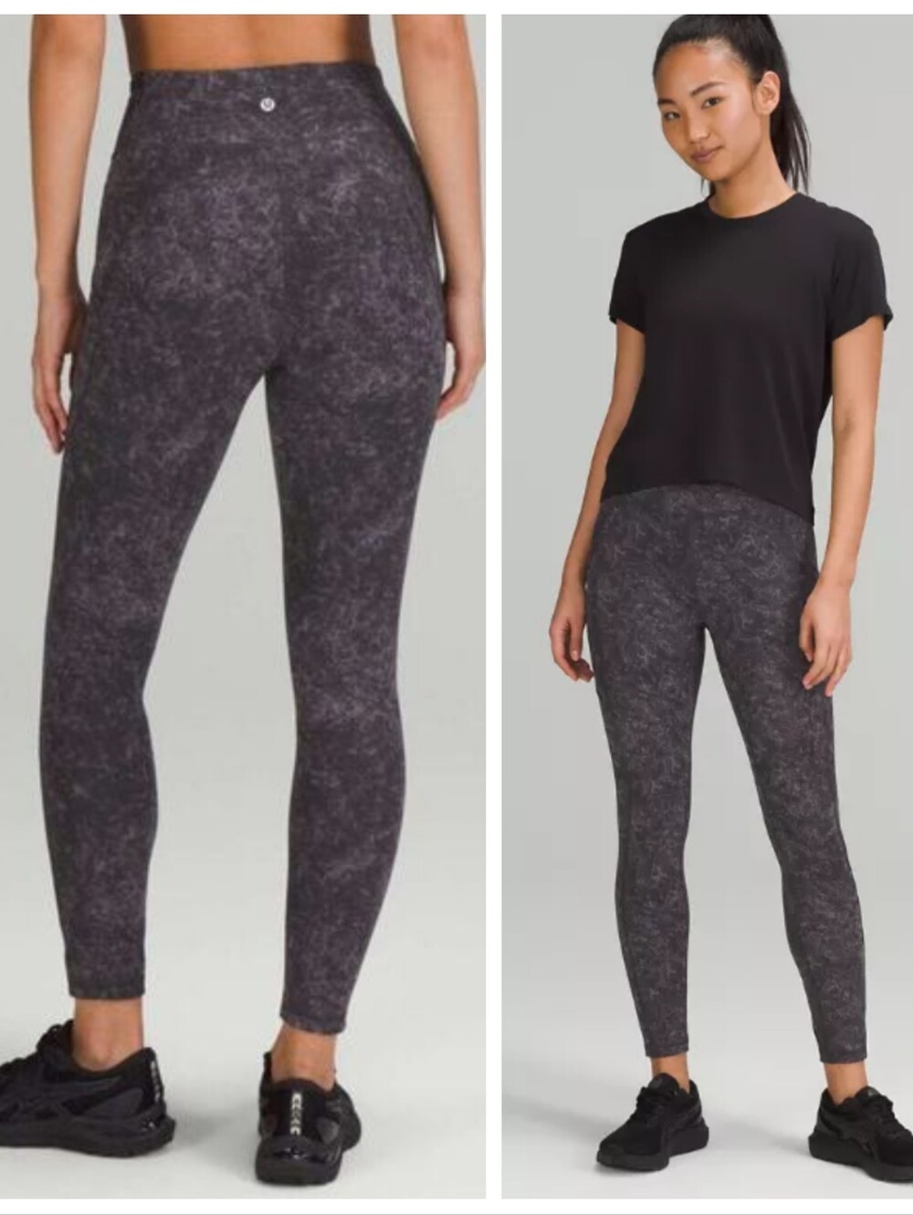 Lululemon 25" High-Rise Print Workout Tight Leggings Charcoal Womens 8 Athletic